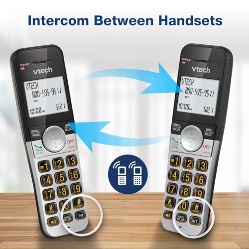 VTech DECT 6.0 Cordless Phone, 2-Handset – Interference-Free Sound, Large Backlit Display, Big Buttons, Caller ID | VG231-2