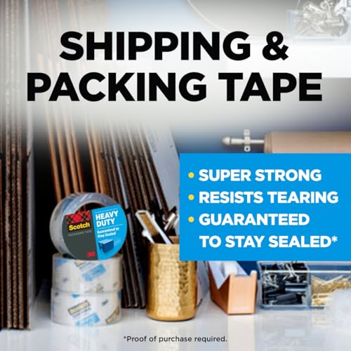 Scotch Heavy Duty Packing Tape Refill, 1.88 in x 54.6 yd, 18 Rolls