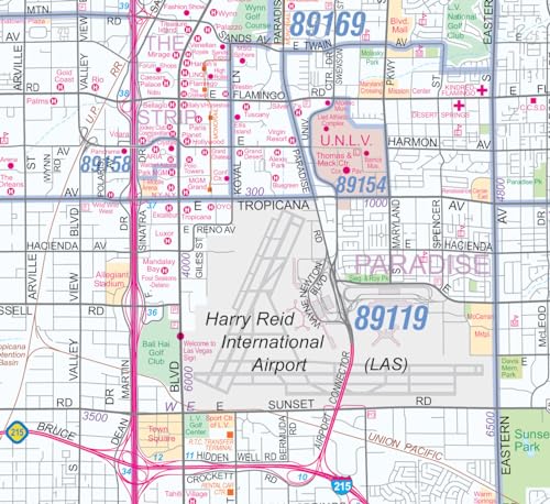 Metro Maps Greater Las Vegas NV Detailed Region Wall Map (55"x44" Laminated Full Color Road Map)