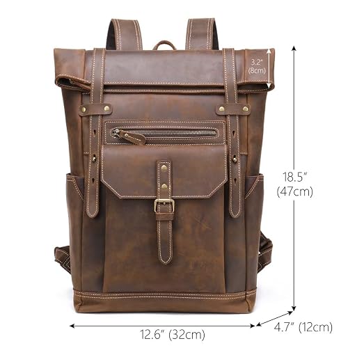 UOHLCX HBJWOV Leather Backpack for MenLaptop Bag Large Hiking Daypack Business Travel Rucksack