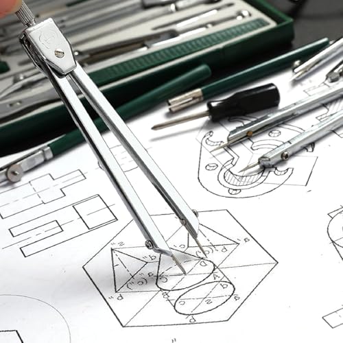 Mavdecll 23 Pcs Geometry Kit, Professional Drawing Tools for Drafting and Making Circles, Construction Engineering Compass Set with Large Extension Beam, for Drafters, Designers, Sailors