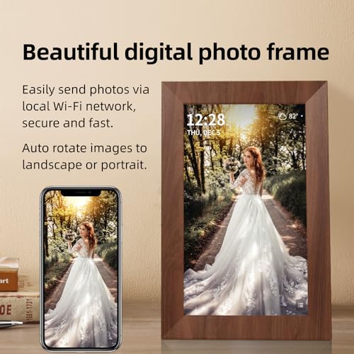 SyncGo 10.1 Inch Smart Wi-Fi Digital Calendar (Wood Grain) - Displays Your Photos, Wi-Fi Sync with Google Calendar, Wide Angle HD View