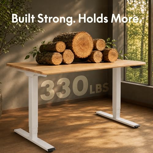 FLEXISPOT E6 MAX Solid Wood Dual Motor Heavy Duty Standing Desk, 55x 28