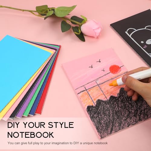 miikoul 48 Pack A5 Lined Notebook Journals in Bulk, Colored Kraft Cover College Ruled Subject Notebook Composition Journal for Student Busines Travelers, 8.3x5.5 Inches, 80 GSM, 60 Pages/30 Sheets