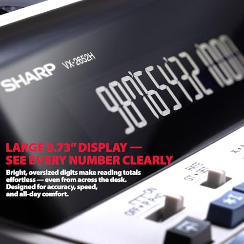 Sharp 12-Digit Print Calculator Desktop Adding Machine, White (VX-2652H)