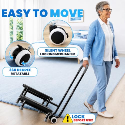 2 Step Stool with Handle for Elderly, Seniors Bed Steps for High Beds