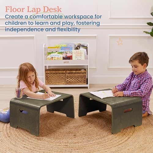 ECR4Kids Bentwood Lap Desk Activity Table with Handles, Montessori Furniture, Grey Wash