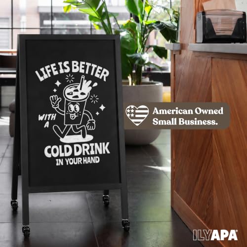 Ilyapa Rolling Metal A Frame Chalk Board Sign, 20x40 in - Sidewalk