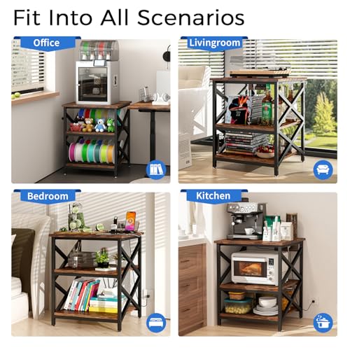 METYERRY 24"x23.6" Large Printer Stand with Power Outlet, 3 Tier Cart