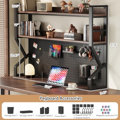 Desk Shelf, 2-Tier Desktop Organizer, 53.1" L,Desk Hutch Storage Rack