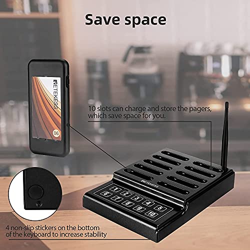 Retekess TD174 Restaurant Buzzer System, Restaurant Waiting Pager,10 Guest Pagers