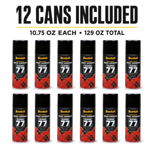 Scotch Super 77 Spray Adhesive, 10.75 Oz, 12 Pack
