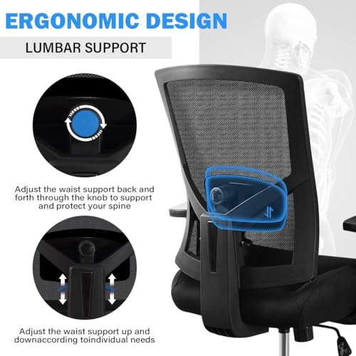 Drafting Chair Tall Office Chair for Standing Desk 500 LBS Heavy Duty with 21" Wide Seat Ergonomic Adjustable Lumbar Support Pressure Locking Casters Footrest Counter Height Black