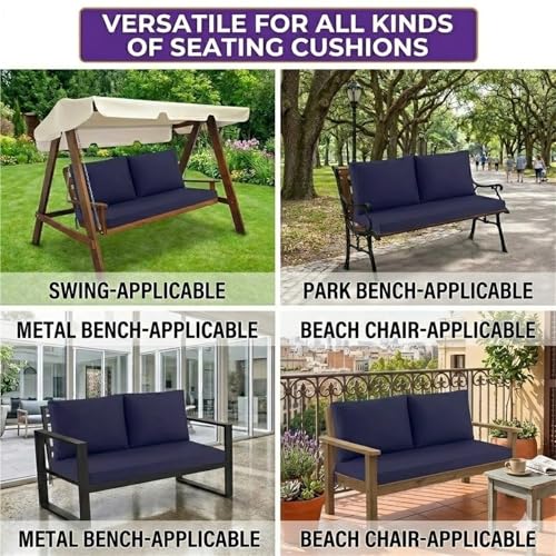 DLLDLGG Outdoor Loveseat Cushions, Waterproof Couch Deep Seat Cushion Replacement Backyard Furniture Pads with Zipper & Non-Slip Straps for Bench Swing Patio