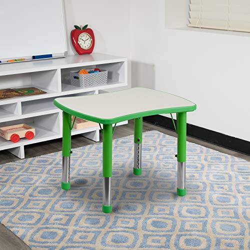 BizChair 21.875x26.625 Green Plastic Height Adjustable Activity Table