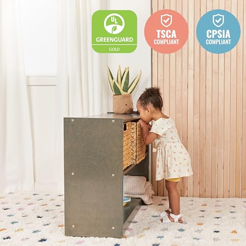 ECR4Kids 2-Shelf Mobile Storage Cabinet, Double-Sided, Grey Wash