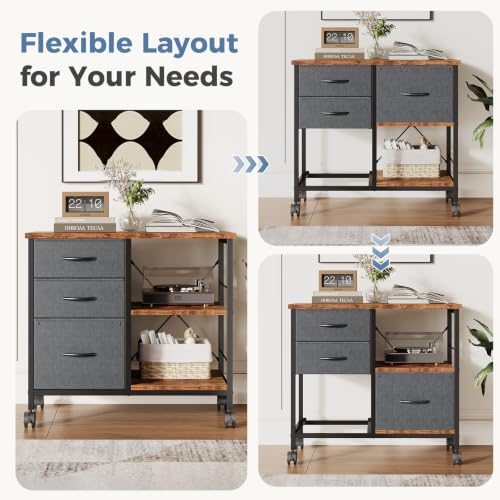 OLIXIS Mobile File Cabinet with 3 Drawers, Rolling Under Desk Storage