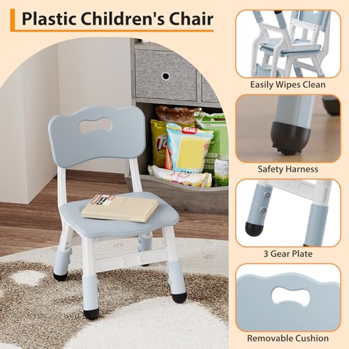 Adjustable Kids Chairs Set of 2, 3-Level Height Toddler Chairs for Ages 2-8