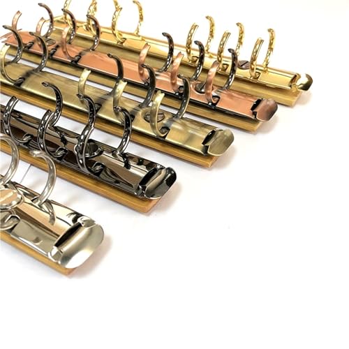 Ring Clips 6pcs A6 Detachable Buckle Loose-Leaf Binder Strip with Bamboo Back Panel 6 Holes Metal Ring Clips for Data Book Album Notebook(Golden)