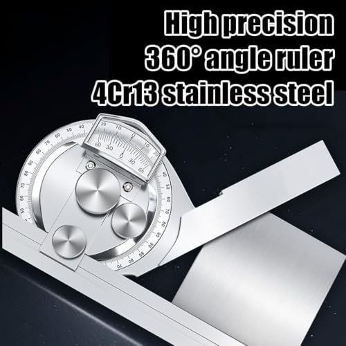 360° Universal Bevel Protractor Angle Finder, Detachable Angle Finder Measuring Ruler, 5' Resolution, with Magnifying Glass, Built-in Fine-Tuning Device, for Angle Measurement