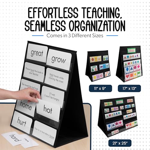Essex Wares- 2 Pack Tabletop Pocket Chart Stand, 13" Wide x 17" Tall, Black