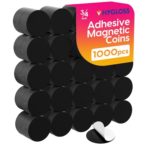 Hygloss 1,000 Pcs Magnetic Dots with Adhesive Backing 3/4-Inch Round Sticky