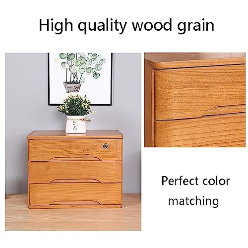 EliteBloom Desktop File Cabinet - Flat File Cabinet - Solid Wood Storage Box, Wooden Desktop Storage Box with Lockable Drawers, Office Supplies A4/Receipt File Organizer (4 Layer)