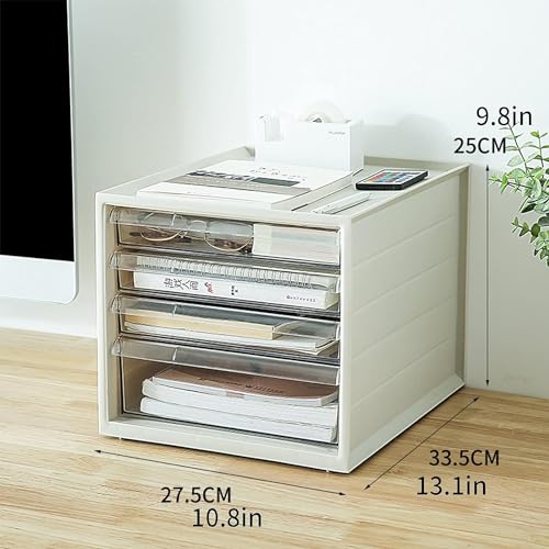 GenSDH A4 Flat File Cabinet Desktop Storage Box with Drawers for Office Supplies White Ideal for Home Office School Organize and Store Your Files Efficiently,Khaki