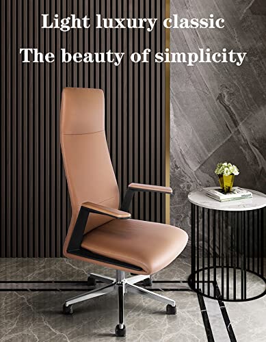 Leather Office Chair with Armrest High Back Classic 360 Degrees Rotation Adjustable Height Executive Chair Computer Desk Chair for Office