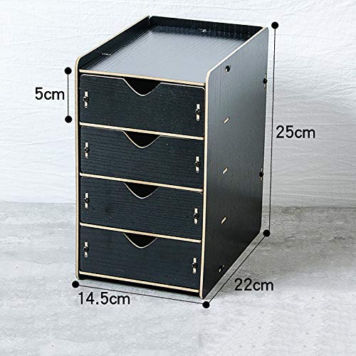 Desktop Drawer Organizer, 4 Layers File Cabinet 14.52225CM, Quality Wooden Filing Cabinet, Smooth Feel.,C