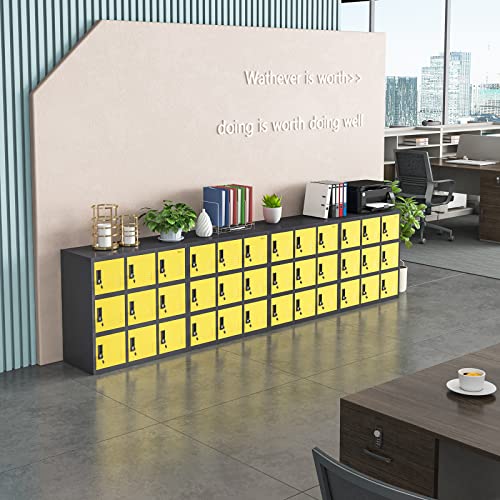 MECOLOR Metal Kids Locker for Girls and Boys Playroom Storage Cabinet for Clothes, Bag Storage Toys and Book Storage Locker (Yellow, 9D)