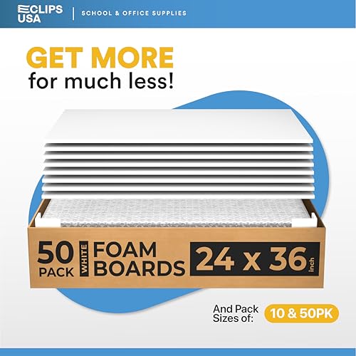 White Foam Board 24”x36”x0.20” (5mm) Thick Foam Core Board Large Foam Poster Board for Painting Displaying and Craft Projects (12 Pack)