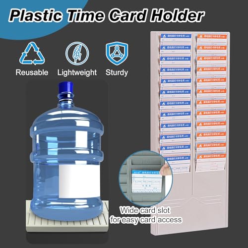 RENLXFI Time Card Rack 24/25/50 Slot Wall Mountable Card Holder, Easy Install Plastic Categoryh Card Organizer for Warehouse Factory Workshop with Number Labels(Gray,25-Pocket Slots)