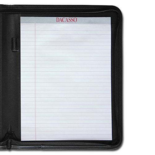 Dacasso Leather Deluxe Letter-Size Zip-Around Portfolio, Black (E1002)