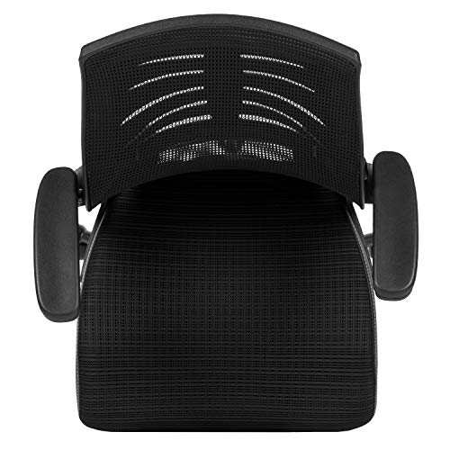 BizChair High Back Black Mesh Spine-Back Ergonomic Drafting Chair with Adjustable Foot Ring and Adjustable Flip-Up Arms