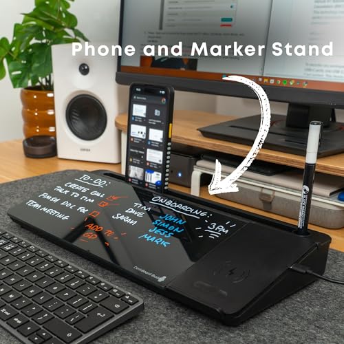DeskBoard Buddy Desktop Whiteboard + 2 Markers (Black with Wireless Charger)