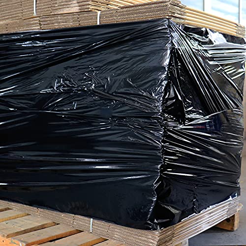 BOMEI PACK 1 Roll 1500ft Industrial Black Stretch Wrap 70 Gauge 15inch with 3inch Handles, Shrink Wrap Roll for Pallet Wrap, Durable Self-Adhering Packing, Moving, Heavy Duty