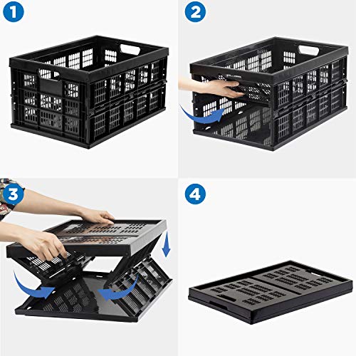 Work-It! Collapsible Milk Crates | 49 Liter Stackable Storage Bins | Set of 3 Folding Plastic Crates