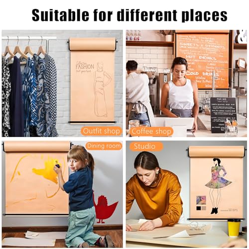 36" Paper Roll Dispenser Wall Mounted, Brown Craft Papers Roll and Cutter, Heavy-Duty Papers Cutter Butcher Paper Dispenser DIY Drawing, Taking Note, Artwork, to-do Lists and Ideas（US Fast）