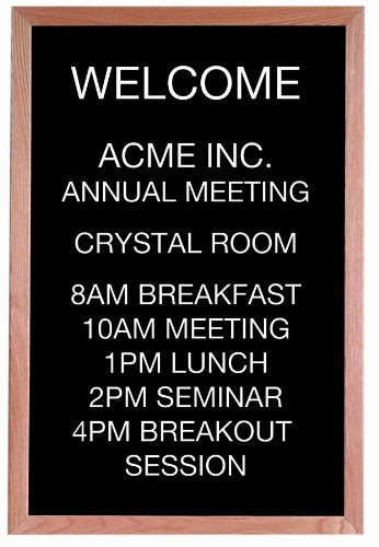 Aarco Products 36"x24" Oak Framed Black Felt Letter Board Open Face Message Center