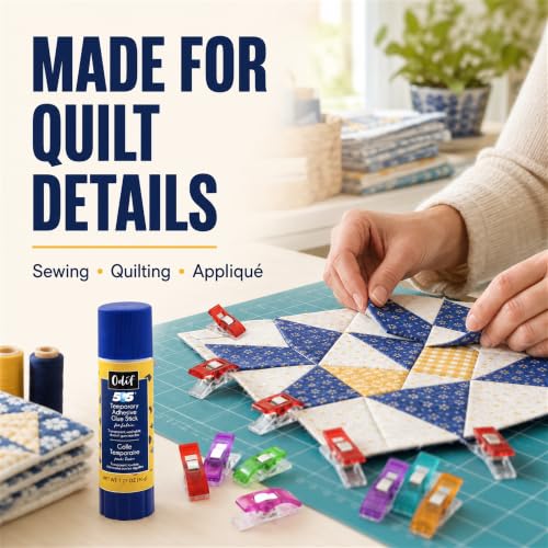 505 Temporary Fabric Glue Sticks (3-Pack) with 20 Pixiss Fabric Clips – Perfect for Sewing, Quilting, Appliqué, and Crafting Projects – Repositionable Adhesive for Fabrics, Fast Drying