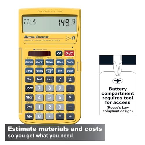 Calculated Industries 4019 Material Estimator Calculator | Finds Project Building Material Costs for DIY’s, Contractors, Tradesmen, Handymen and Construction Estimating Professionals,Yellow