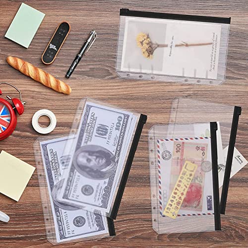 ONMYJFD 13 Pieces A6 Binder Notebook Cover Budget Envelopes System with 10Pcs Clear Zipper Pockets/2Pcs Label Stickers(A)