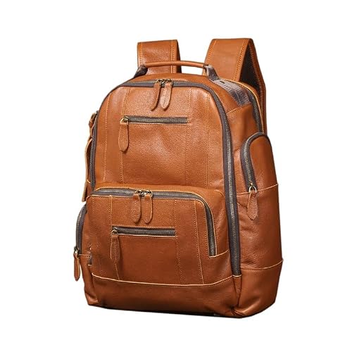YMGSCC Retro Men's Business Travel Backpack with Handlebar Suitcase Top Layer of Cowhide
