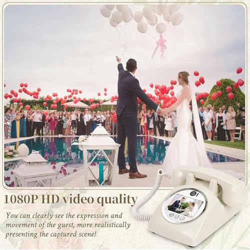 ZXSYYDS Wedding Phone Guestbook,Retro Video Audio Guest Book Wedding Phone,Hd Video Phone Guestbook,Wedding Phone Guestbook Creative Easy to Use & Fun,for Bridal Shower,Birthday,Black