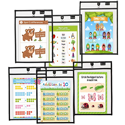 Magnetic Dry Erase Pockets by Two Point (30-Pack) - Portrait - Black Dry Erase Pocket Sleeves, Job Shop Ticket Holders, Clear Paper Sleeves Protector, Magnetic Pouch