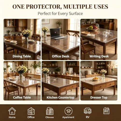44X74 Inches Clear Office Desk Pad Mat Blotter, Vinyl Table Cover