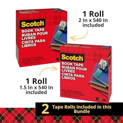 Scotch Book Binding Tape Bundle, Book Repair Tape, 2 Rolls