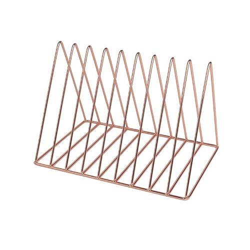 File Rack Iron Bookshelf Book Stand Desktop Small Storage Rack File Space Letter Trays(Pink)