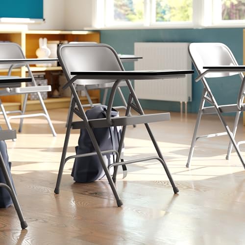 Flash Furniture Ralph Premium Steel Folding Chair with Right Handed Tablet Arm